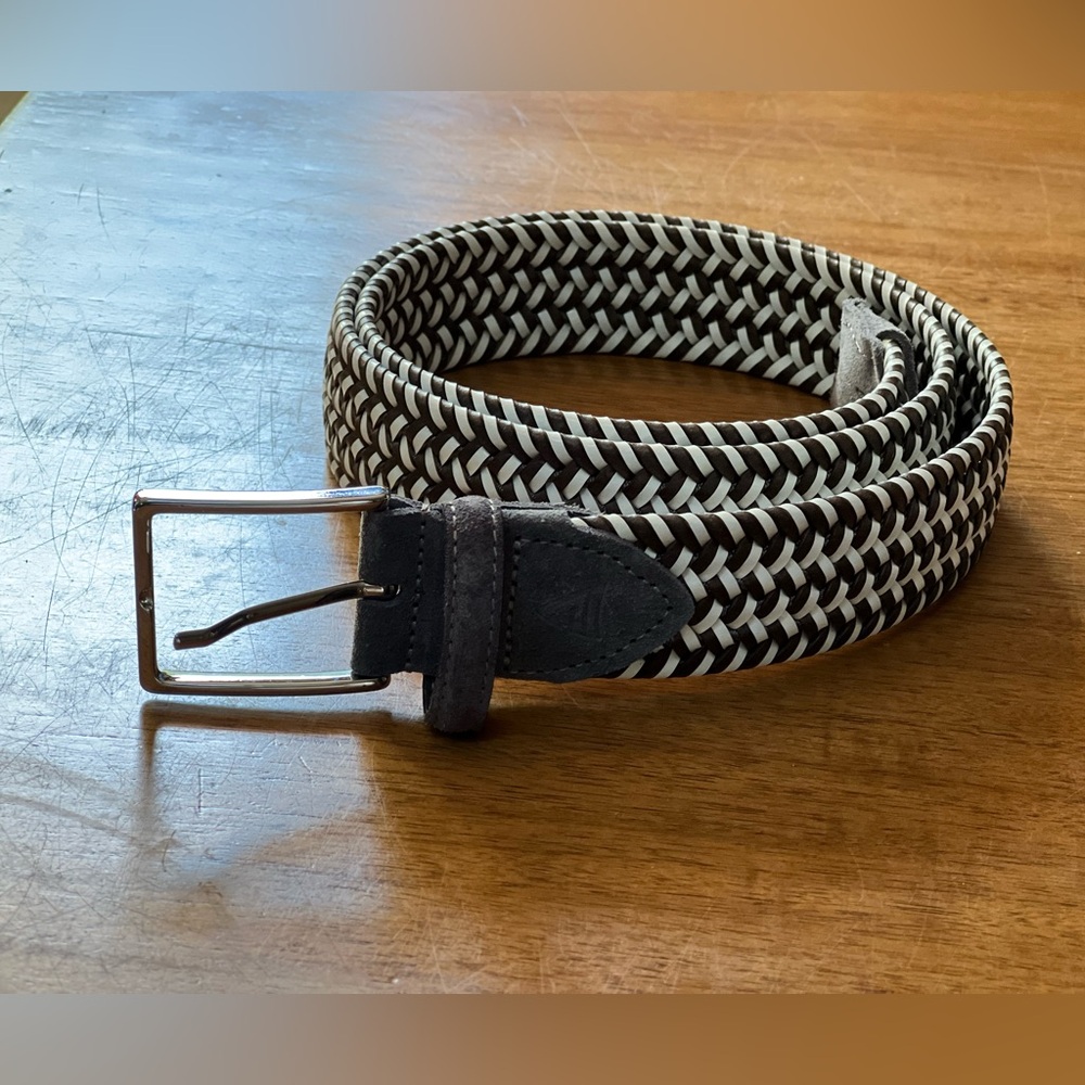 Alero Braided leather stretch belt Italy Suede Sport Golf Hampton 32-34 Medium